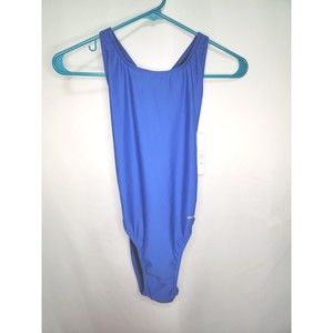 SPORTI  Solid One Piece Wide Strap Athletic Swimsuit Royal Blue Chest Size 32